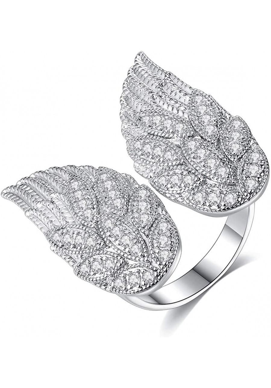 Angel Wings Ring for Women Cubic Zirconia Adjustable Ring Statement Ring Bridal Wedding Jewelry $14.52 Wedding Bands