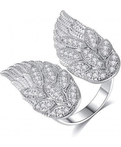 Angel Wings Ring for Women Cubic Zirconia Adjustable Ring Statement Ring Bridal Wedding Jewelry $14.52 Wedding Bands