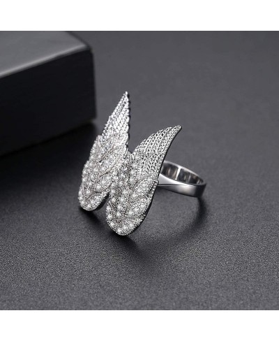 Angel Wings Ring for Women Cubic Zirconia Adjustable Ring Statement Ring Bridal Wedding Jewelry $14.52 Wedding Bands