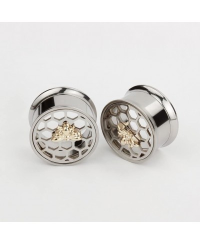 1 Pair Bee-Honeycomb Ear Plugs Tunnels Gauges Stretcher Piercings $12.62 Piercing Jewelry