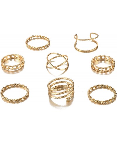 Knuckle Rings for Women Gold Silver Plated Stacking Rings Set Girls Bohemian Vintage Snake Wave Sun Star Compass Heart Link F...
