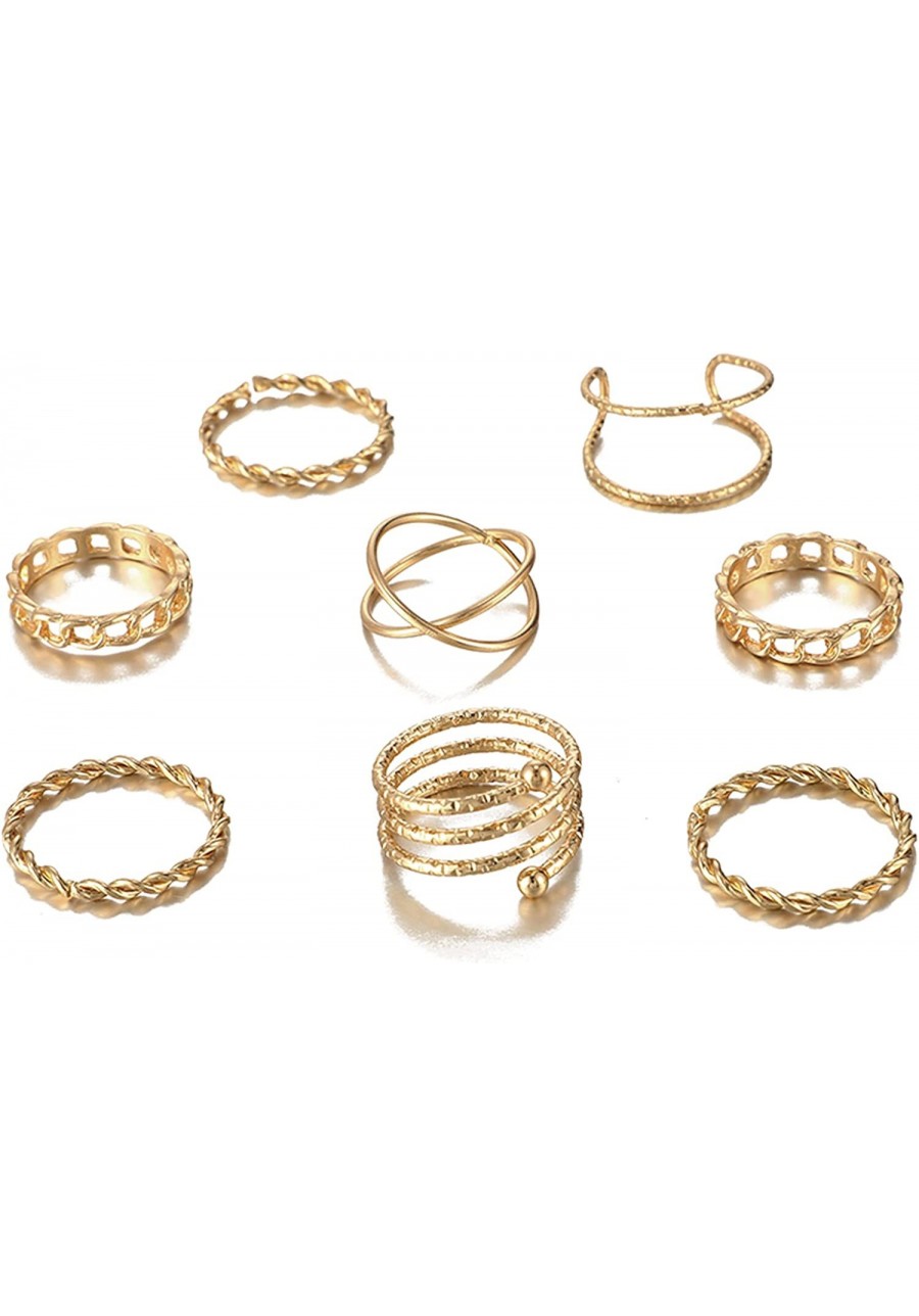 Knuckle Rings for Women Gold Silver Plated Stacking Rings Set Girls Bohemian Vintage Snake Wave Sun Star Compass Heart Link F...