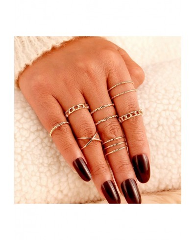 Knuckle Rings for Women Gold Silver Plated Stacking Rings Set Girls Bohemian Vintage Snake Wave Sun Star Compass Heart Link F...