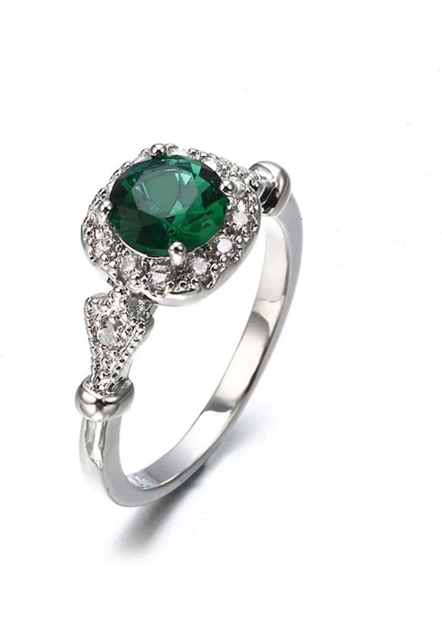 Sterling Silver Women's Charm Rings Square Green Gem Ring Jewelry for Birthday Valentine's Day(Size 9) $6.68 Statement