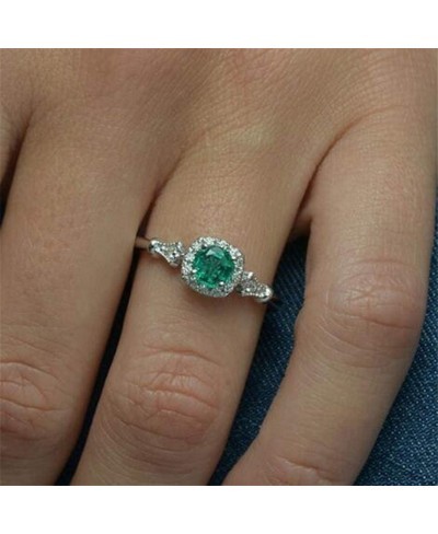 Sterling Silver Women's Charm Rings Square Green Gem Ring Jewelry for Birthday Valentine's Day(Size 9) $6.68 Statement