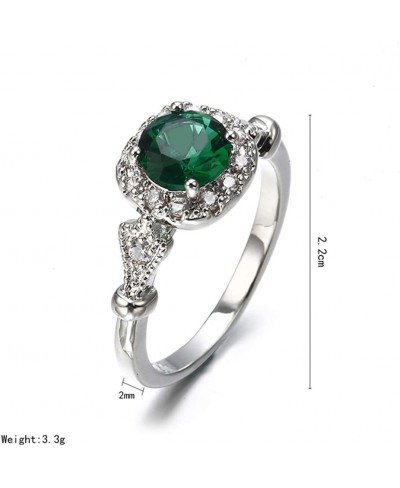 Sterling Silver Women's Charm Rings Square Green Gem Ring Jewelry for Birthday Valentine's Day(Size 9) $6.68 Statement