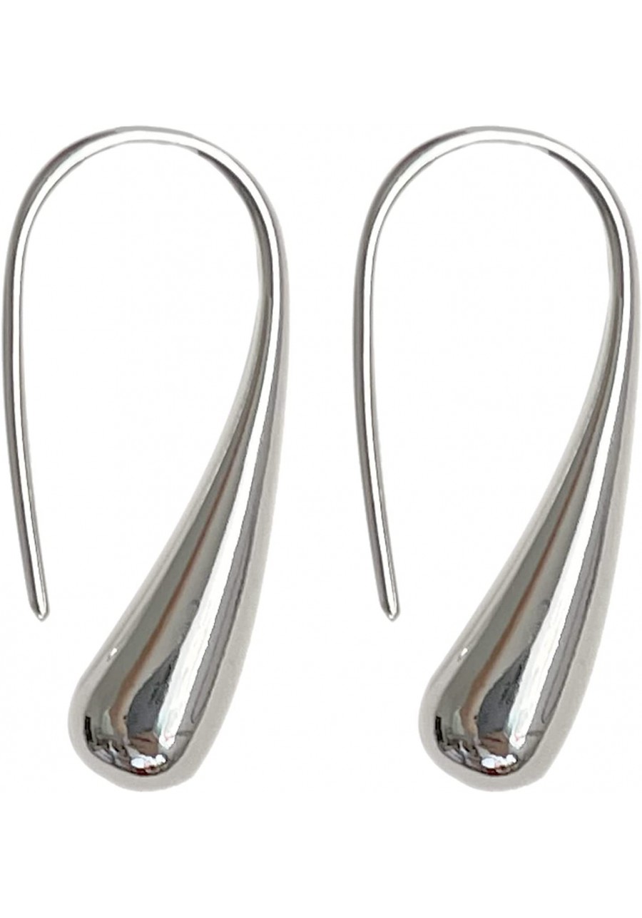 Women's 925 Silver Plated Shiny Teardrop Shape Hook Earrings Fashion Costume Jewelry $12.56 Drop & Dangle