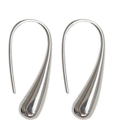 Women's 925 Silver Plated Shiny Teardrop Shape Hook Earrings Fashion Costume Jewelry $12.56 Drop & Dangle