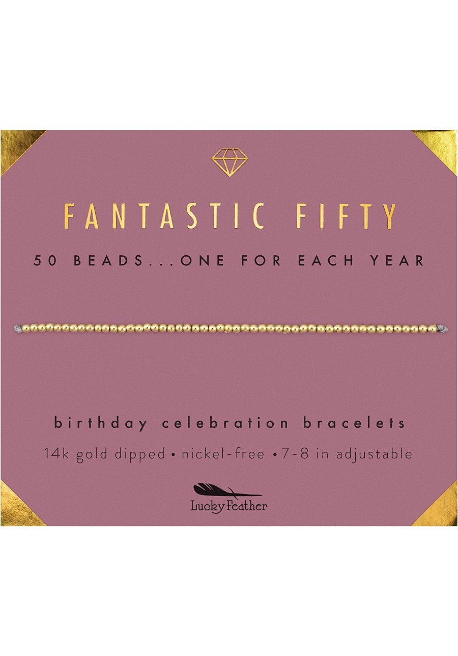 50th Birthday Gifts for Women Turning 50-14K Gold Dipped Beads Bracelet on Adjustable Cord 50th Birthday Jewelry Gift Ideas 5...