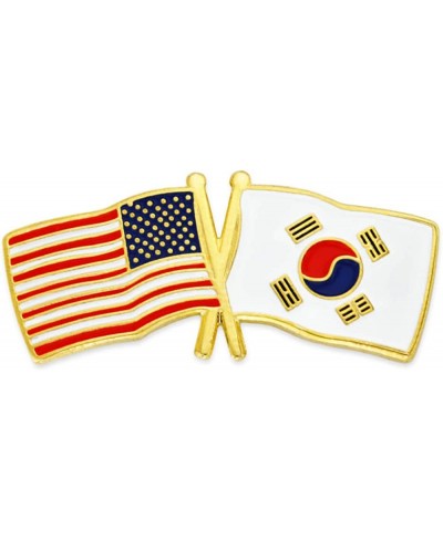 USA and South Korea Crossed Friendship Flag Enamel Lapel Pin $12.00 Brooches & Pins