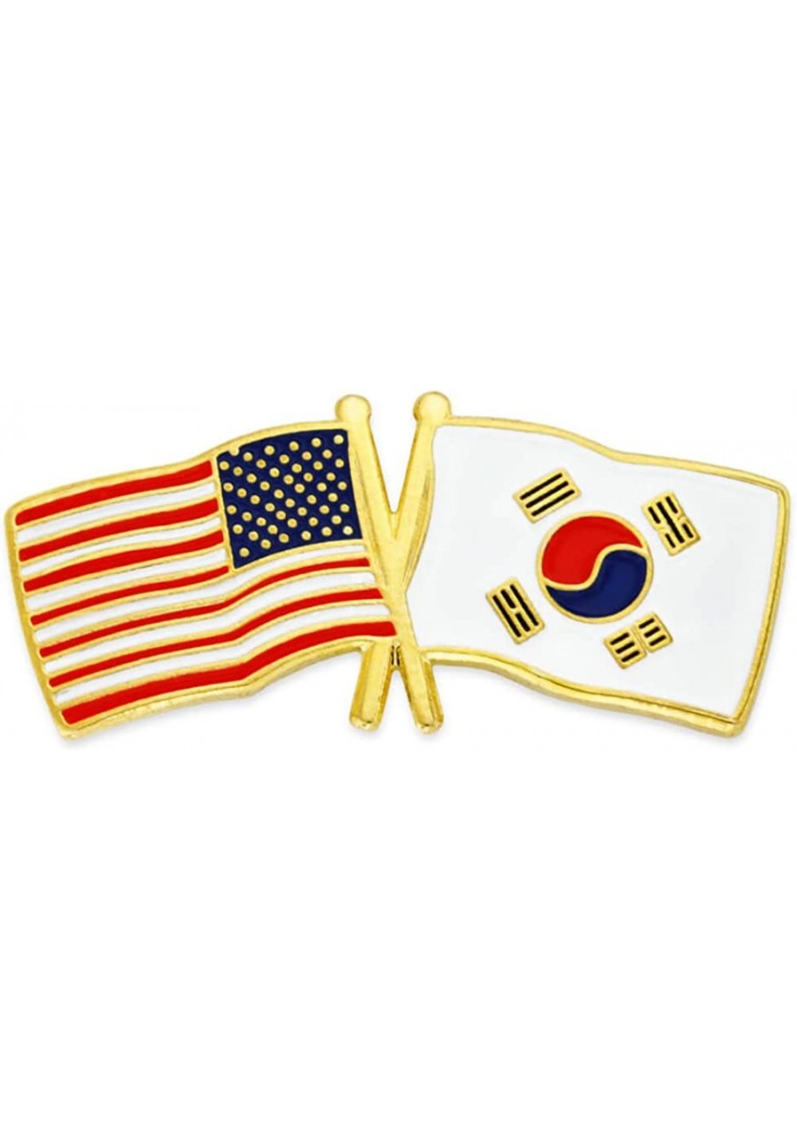 USA and South Korea Crossed Friendship Flag Enamel Lapel Pin $12.00 Brooches & Pins