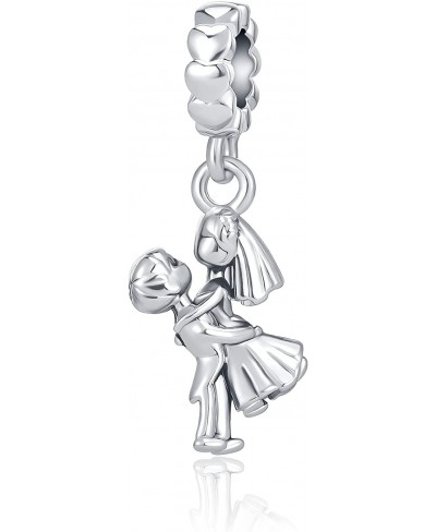 Wedding Dangle Charm for Pandora Bracelets Mr. & Mrs. Married Couple I Love You Kissing Forever Together Bead for Friends Sis...