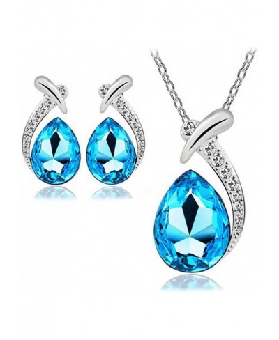 Drop Water Fashion Women's Flash Drill Suit Pendant Earrings Necklace Necklaces & Pendants Sunflower Necklaces for Women $9.5...