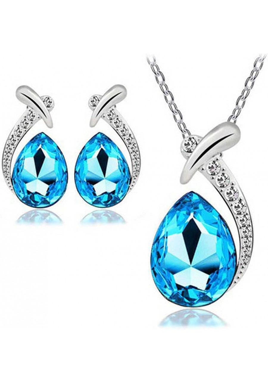 Drop Water Fashion Women's Flash Drill Suit Pendant Earrings Necklace Necklaces & Pendants Sunflower Necklaces for Women $9.5...