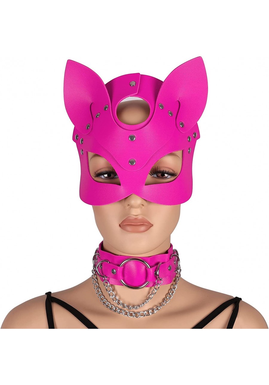 Women's Leather Mask and Metal Chain Necklace for Masquerade Party Punk Carnival Gothic Halloween Accessories $21.93 Body Chains