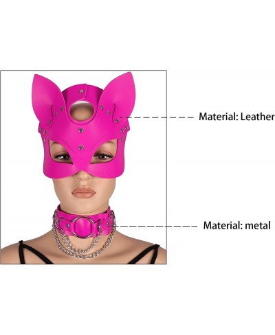 Women's Leather Mask and Metal Chain Necklace for Masquerade Party Punk Carnival Gothic Halloween Accessories $21.93 Body Chains