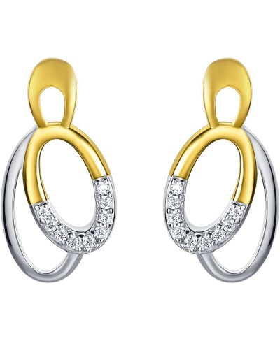 Two-Tone Sterling Silver Eternity Hoops Earrings for Women $37.53 Hoop