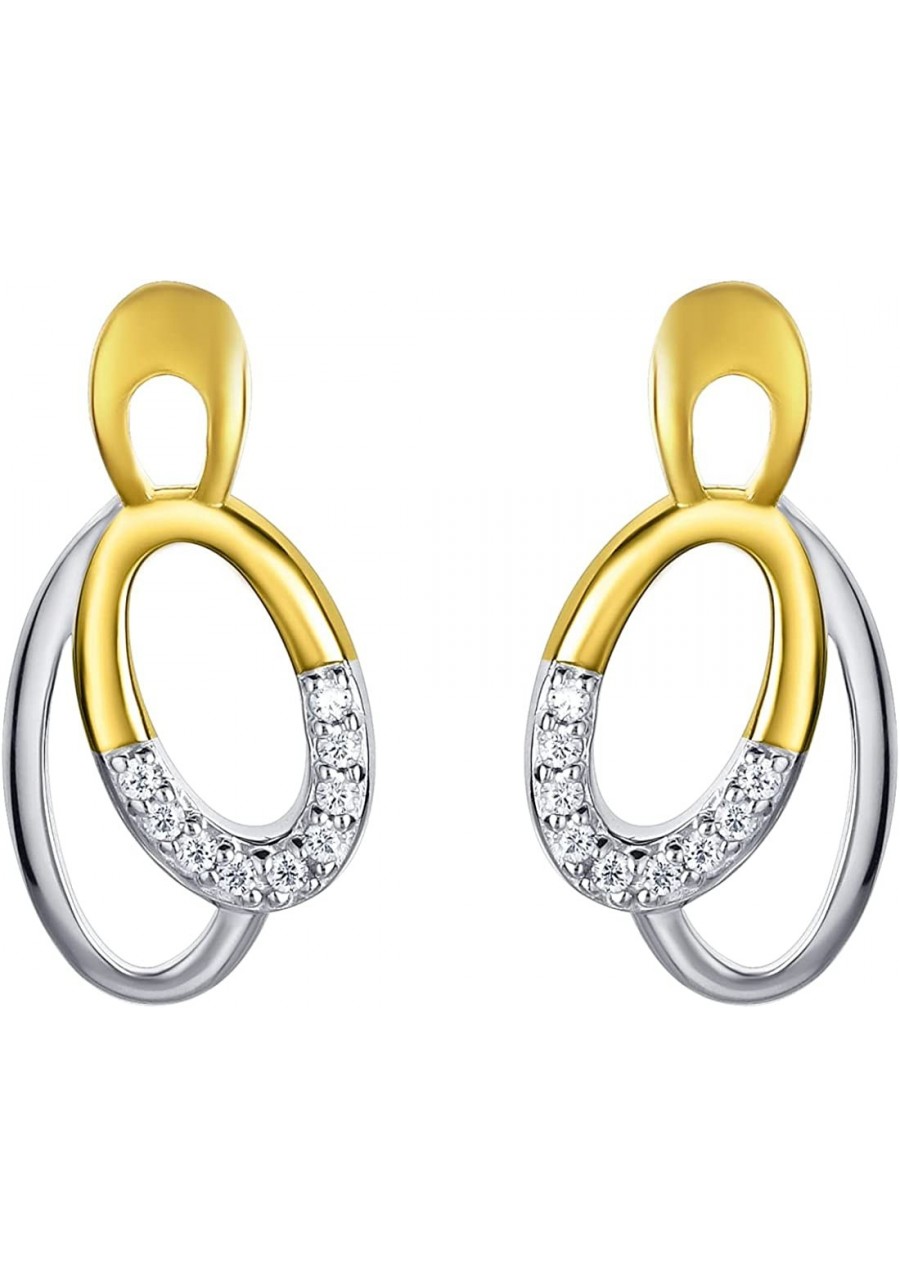 Two-Tone Sterling Silver Eternity Hoops Earrings for Women $37.53 Hoop