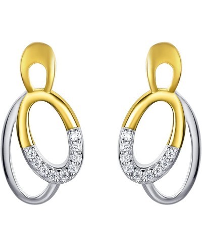 Two-Tone Sterling Silver Eternity Hoops Earrings for Women $37.53 Hoop