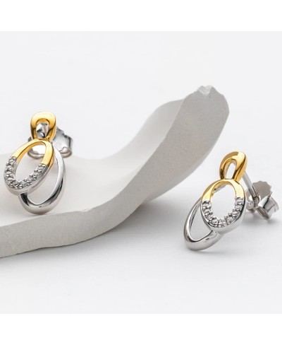 Two-Tone Sterling Silver Eternity Hoops Earrings for Women $37.53 Hoop