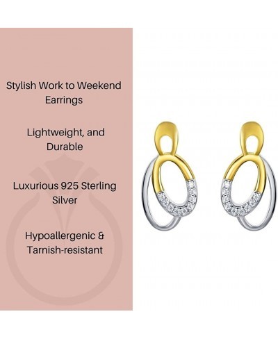 Two-Tone Sterling Silver Eternity Hoops Earrings for Women $37.53 Hoop