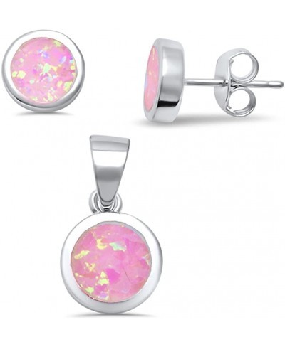 Round Lab Created White Opal .925 Sterling Silver Earring & Pendant Set. 75 $31.64 Pendants & Coins