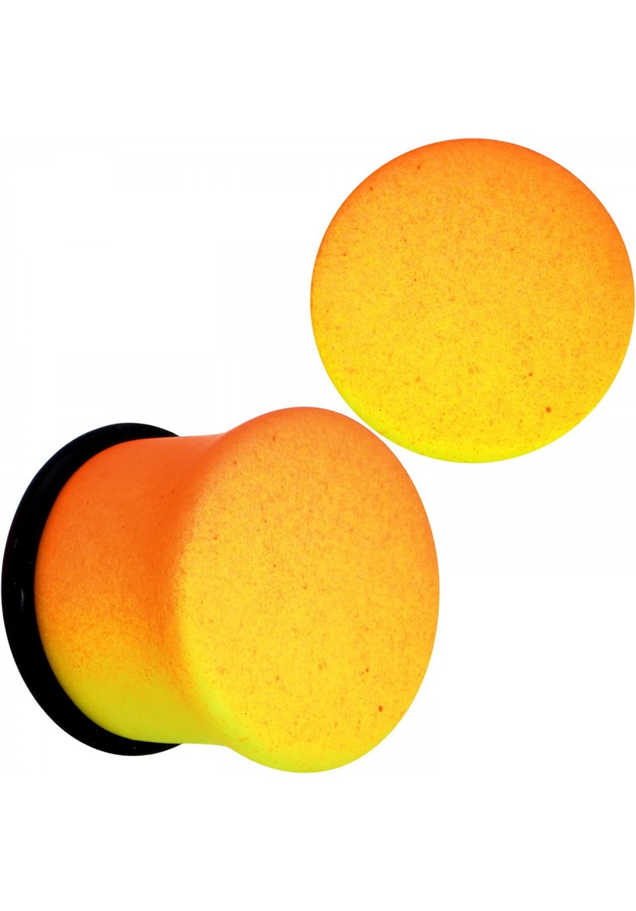 2Pc Ear Plugs Yellow Orange Ombre Matte Acrylic Single Flare Ear Plug Gauges Set of 2 $10.25 Piercing Jewelry