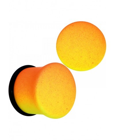 2Pc Ear Plugs Yellow Orange Ombre Matte Acrylic Single Flare Ear Plug Gauges Set of 2 $10.25 Piercing Jewelry