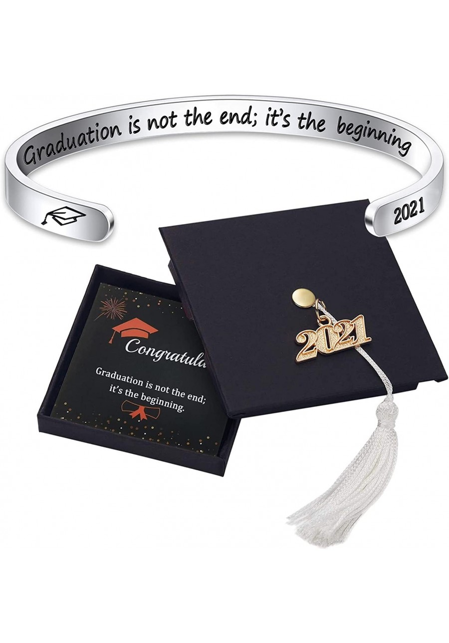 2023 Graduation Gift Cuff Bracelet Engraved Mantra Quote Graduation is Not The End Grad Cap Gift Box High School Graduation G...