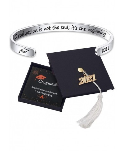 2023 Graduation Gift Cuff Bracelet Engraved Mantra Quote Graduation is Not The End Grad Cap Gift Box High School Graduation G...