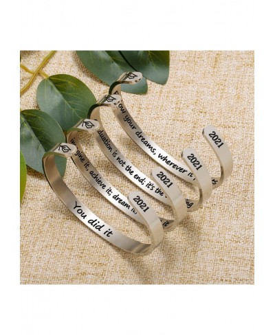 2023 Graduation Gift Cuff Bracelet Engraved Mantra Quote Graduation is Not The End Grad Cap Gift Box High School Graduation G...