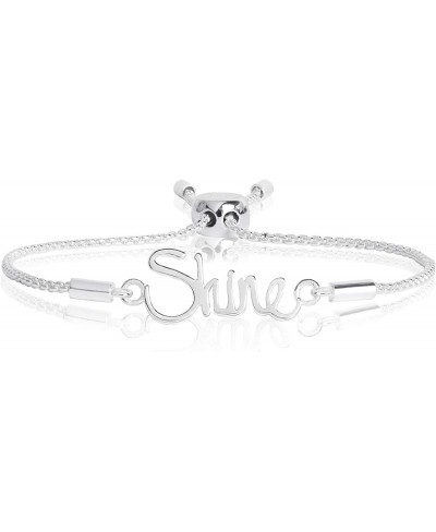 Shine Womens Silver Plated Adjustable Friendship Sentiment Bracelet $16.74 Stretch