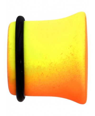 2Pc Ear Plugs Yellow Orange Ombre Matte Acrylic Single Flare Ear Plug Gauges Set of 2 $10.25 Piercing Jewelry