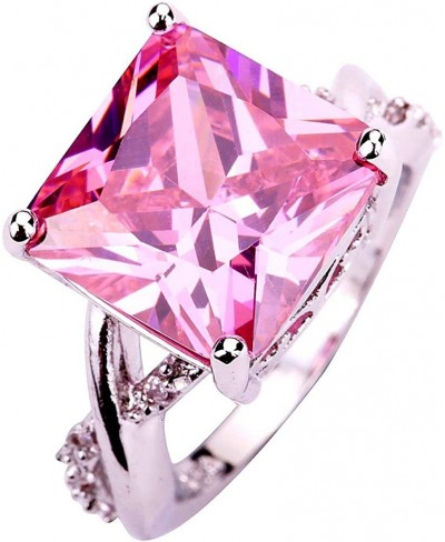 Women Morganite Garnet Princess Cut 925 Sterling Silver Ring Jewelry Vintage Cocktail Wedding Jewelry $4.39 Statement