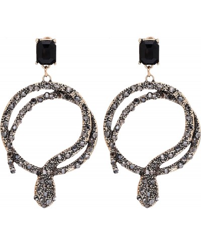 Vintage Snake Statement Dangle Earrings Pave Crystal Coiled Snake Circle Drop Earring for Women $13.68 Drop & Dangle