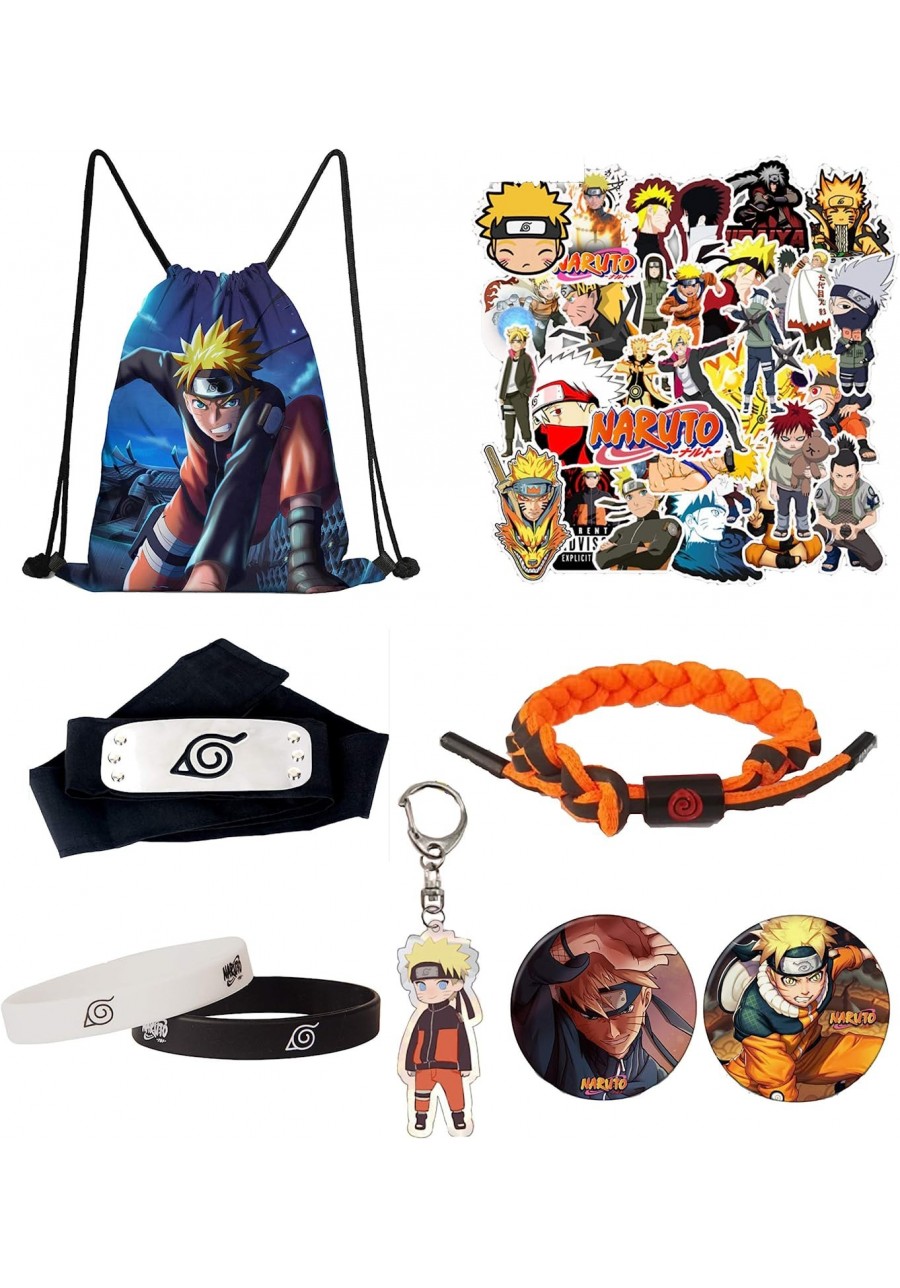 Anime Gift Sets Including Drawstring Backpack Headband Forehead Stickers Button Pins Wristband Bracelet Keychain $19.40 Jewel...