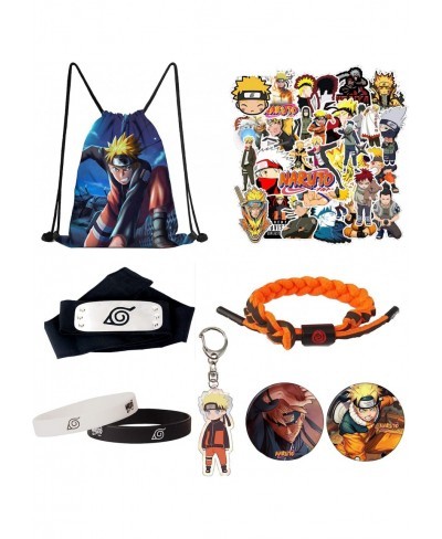 Anime Gift Sets Including Drawstring Backpack Headband Forehead Stickers Button Pins Wristband Bracelet Keychain $19.40 Jewel...