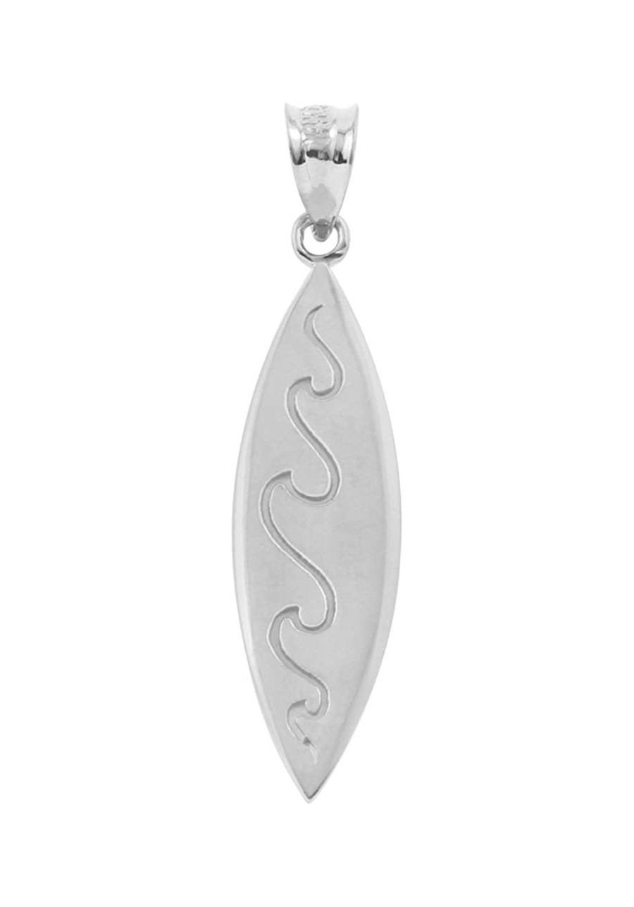 Fine 925 Sterling Silver Ocean Waves Surfboard Pendant $12.83 Pendants & Coins