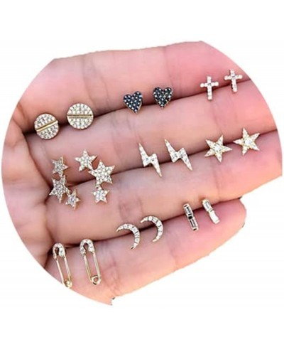 9Pairs Star Heart Moon Multiple Stud Earrings set Fashion Stud Earring Set for Women and Girls $9.51 Stud