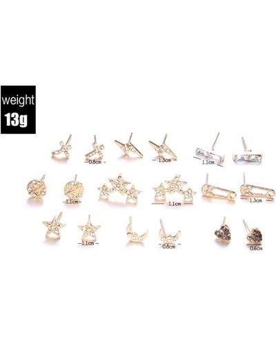 9Pairs Star Heart Moon Multiple Stud Earrings set Fashion Stud Earring Set for Women and Girls $9.51 Stud