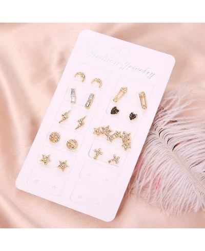 9Pairs Star Heart Moon Multiple Stud Earrings set Fashion Stud Earring Set for Women and Girls $9.51 Stud