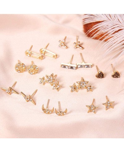 9Pairs Star Heart Moon Multiple Stud Earrings set Fashion Stud Earring Set for Women and Girls $9.51 Stud