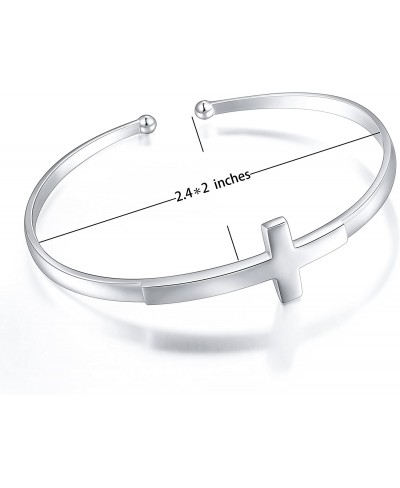 Sterling Silver Sideways Cross Bangle Faith Hope Love Cross Bangle Engraved Bracelet for Women Sister Girlfriend Gift $32.86 ...