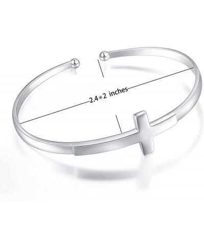 Sterling Silver Sideways Cross Bangle Faith Hope Love Cross Bangle Engraved Bracelet for Women Sister Girlfriend Gift $32.86 ...