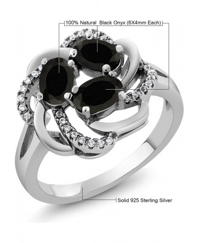 925 Sterling Silver Black Onyx Women's Ring (1.54 Cttw Gemstone Birthstone Available In Size 5 6 7 8 9) $32.03 Statement