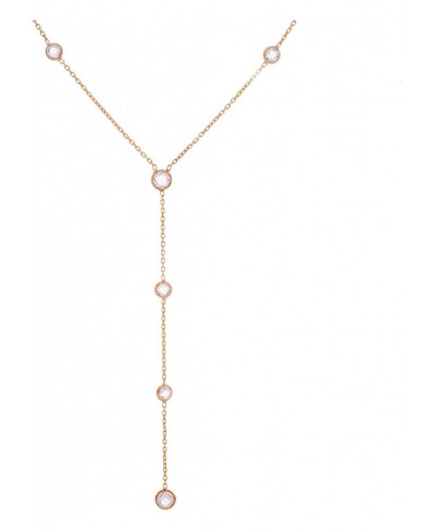 Yellow Gold Plated Sterling Silver Bezel Set CZ By the Yard Y Style 18 Inch Station Chain Necklace for Women $19.92 Y-Necklaces