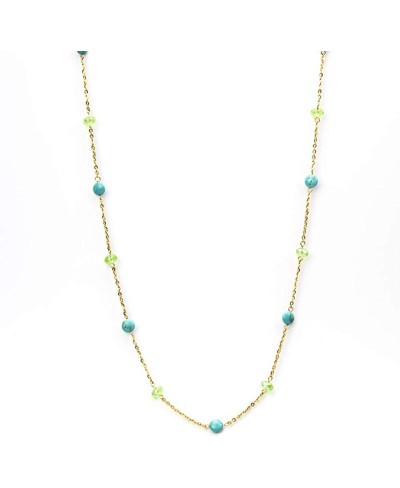 Womens Jewelry Genuine Turquoise and Austrian Crystal Necklace 40" Long. $16.22 Strands