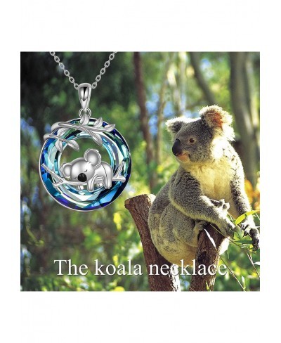 Koala Necklace for Women Sterling Silver Koala Bear with Blue Crystal Necklace Jewelry Gifts for Girls Mom Daughter Mothers D...