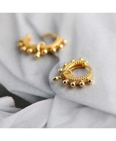 925 Sterling Silver Dainty Ball Huggie Hoop Earrings Cute Ball Beaded Small Hoops for Women $18.74 Hoop