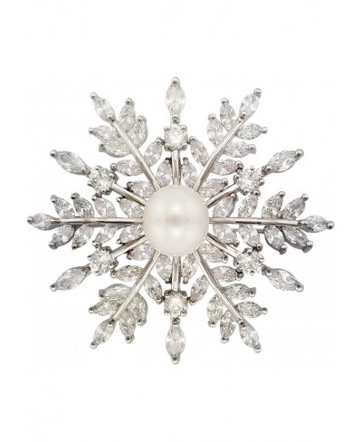 Bridal Zircon CZ Bouquet Snowflake Simulated Pearl Brooch Pins Silver Tone $14.20 Brooches & Pins